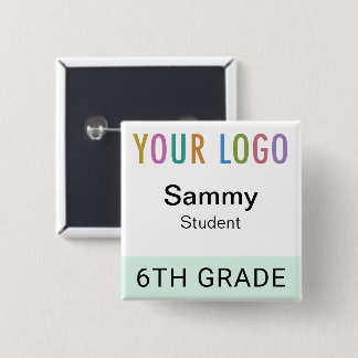 Student Name Tag Button with School Logo Reusable 缶バッジ