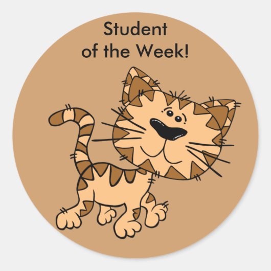 Student of the Weekスタンプ – Cat歩く ラウンドシール (正面)