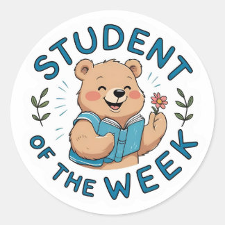 Student of the Week Bear Rewardステッカーセット ラウンドシール