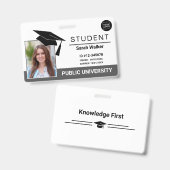 Student Photo ID School University Badge – Gray バッジ (正面＆裏面)