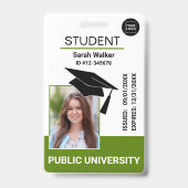 Student Photo ID School University Badge - Green バッジ (正面)