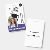 Student Photo ID School University Badge – Purple バッジ (正面＆裏面)