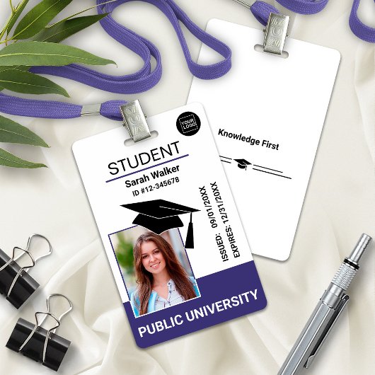 Student Photo ID School University Badge – Purple バッジ