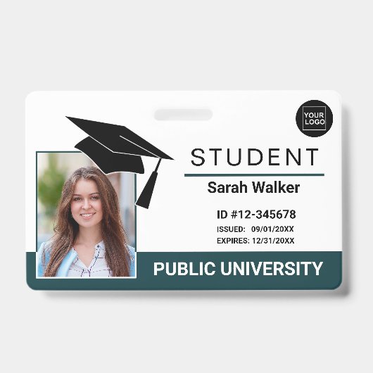 Student Photo ID School University Badge – Teal バッジ (正面)