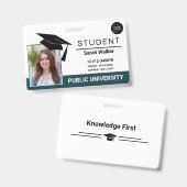 Student Photo ID School University Badge – Teal バッジ (正面＆裏面)