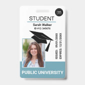 Student Photo ID School University Light Blue バッジ (正面)