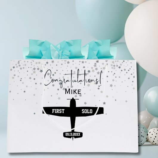 Student Pilot First Solo Airplane Aviation Custom ラージペーパーバッグ