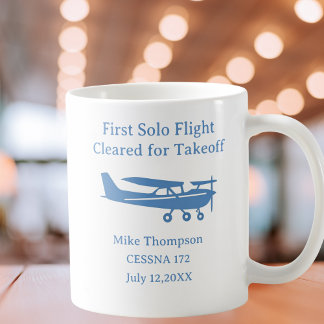 Student Pilot First Solo Aviation Blue Personalize コーヒーマグカップ