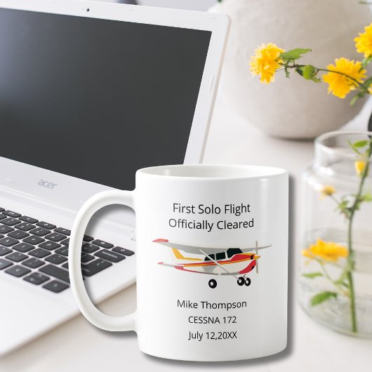 Student Pilot First Solo Cessna Photo Personalized コーヒーマグカップ