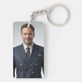 Student Pilot First Solo Photo Personalized blue  キーホルダー (裏面)