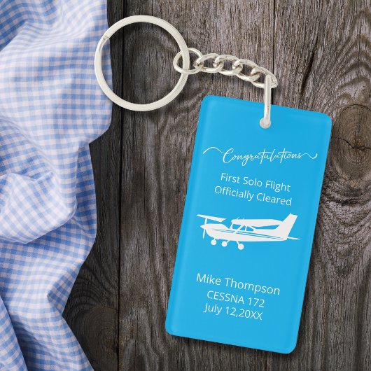 Student Pilot First Solo Photo Personalized blue  キーホルダー