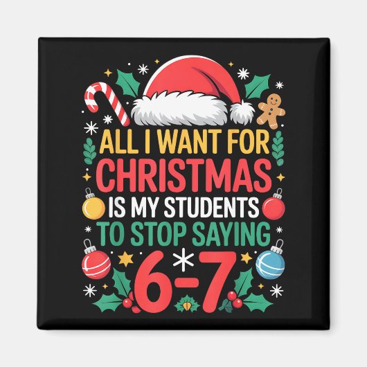 Students Saying 67 Meme Six Seven Funny Christmas マグネット (正面)