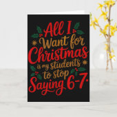 Students Saying 6-7 67 Six Seven Funny Teacher Chr カード (黄色い花)