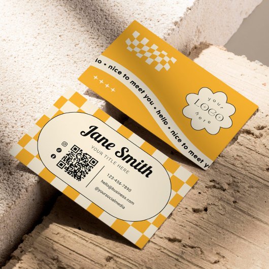 Studio用Amber Groovy Editable Business Card 名刺