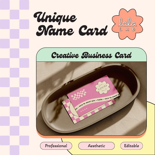 Studio用Pink Groovy Editable Business Card 名刺