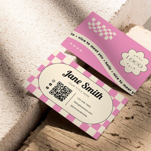 Studio用Pink Groovy Editable Business Card 名刺