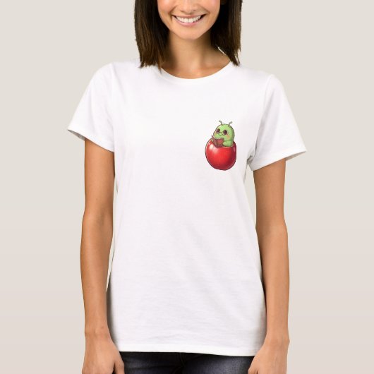 Studious Apple Bookworm Character Tシャツ (正面)