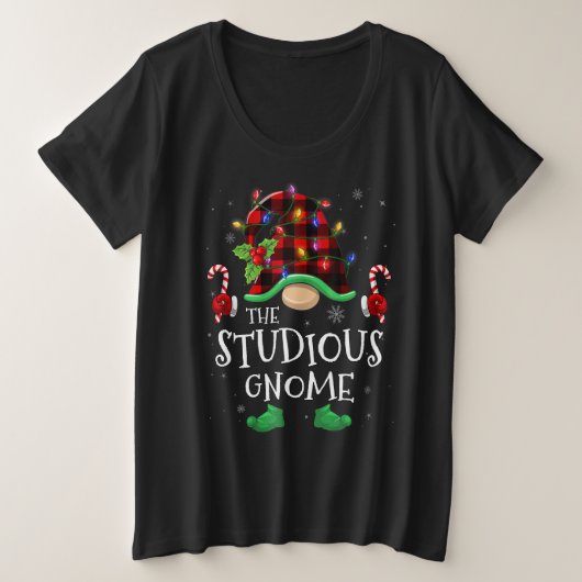 Studious Gnome Buffalo Plaid Matching Family Chris プラスサイズTシャツ (デザイン正面)