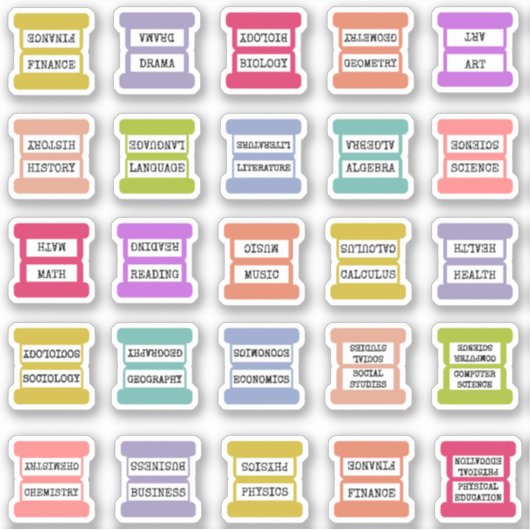 Study Courses Binder Divider Tab Student Index Tab シール (正面)