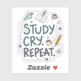 Study Cry Repeat | 共感できる学生ステッカー シール