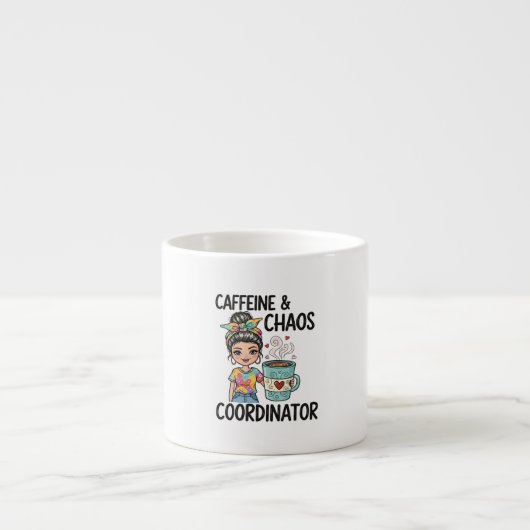 Study Fuel Mug For College Girls Coffee & Chaos  エスプレッソカップ (正面)