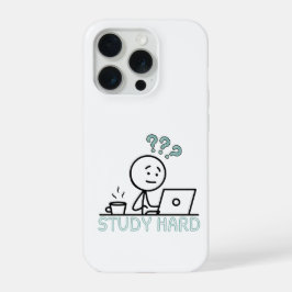 Study Hard モチベーション カートゥーン スティックマン iPhone カ 15 Proケース