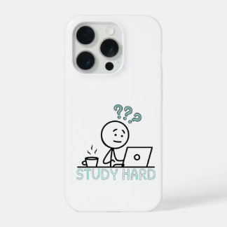 Study Hard Motivational Cartoon Stickman iPhone Ca 15 Proケース
