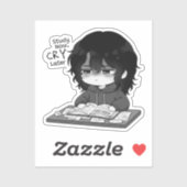 Study Now Cry Later Relatable Chibi Student Illust シール (シート)