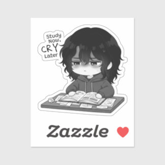 Study Now Cry Later Relatable Chibi Student Illust シール