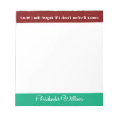 Stuff I will forget name burgundy green ノートパッド (正面)