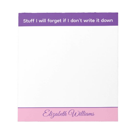 Stuff I will forget name pink purple ノートパッド (正面)