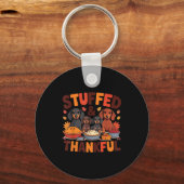 Stuffed And Thankful Dachshund Funny Thanksgiving キーホルダー (正面)