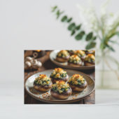 Stuffed Mushroom Recipe Card ポストカード (スタンド正面)
