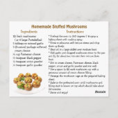 Stuffed Mushroom Recipe Card ポストカード (裏面)