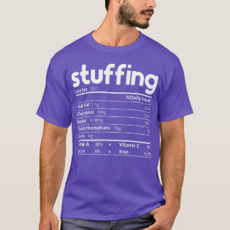 Stuffing Food Nutrition Facts Funnyhanksgiving vin Tシャツ