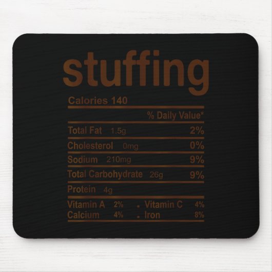 Stuffing Nutrition Facts Funny Thanksgiving Food C マウスパッド (正面)