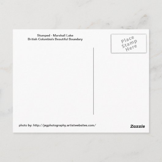 Stumped - Marshall Lake ポストカード (裏面)