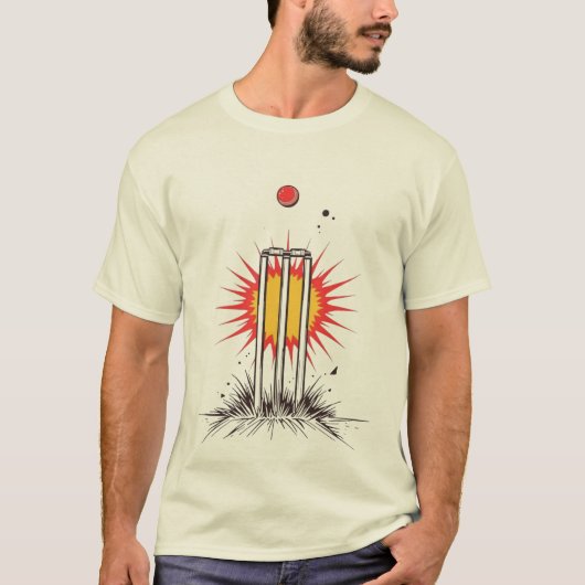 Stumps Shattered T20 Cricket Graphic Tee Tシャツ (正面)