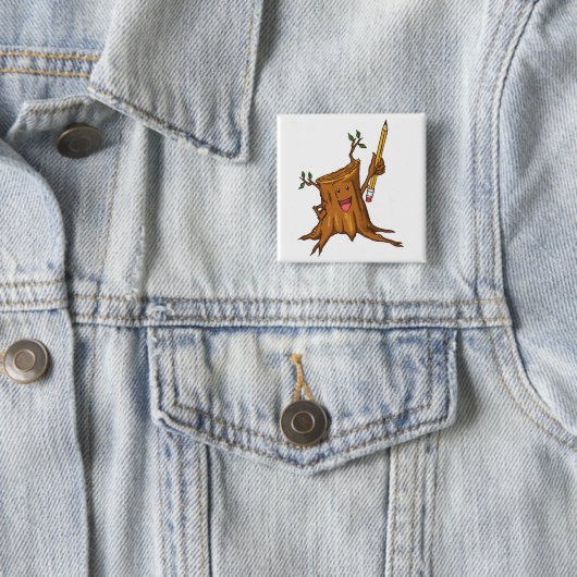 Stumpyボタンの(正方形の)白 缶バッジ (インサイチュ)