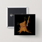 Stumpyボタンの(正方形の)黒 缶バッジ (正面&裏面)