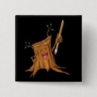 Stumpyボタンの(正方形の)黒 缶バッジ