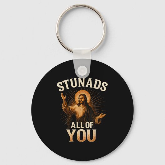 Stunads All Of You Jesus おもしろい Silhouette Sarcasti キーホルダー (正面)