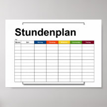 stundenplan，タイムテーブル，スケジュール，ポスター，ドイツ語po