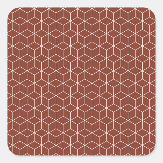 Stunning 3D Effects: White Cubes on Brick-Red  スクエアシール (正面)