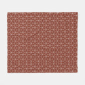 Stunning 3D Effects: White Cubes on Brick-Red  フリースブランケット (正面(横))