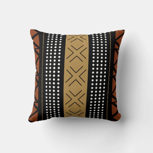 Stunning African Bogolan Inspired Throw Pillow クッション (裏面)