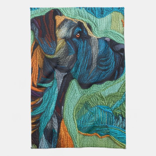 Stunning artistic Great Dane  キッチンタオル (縦)