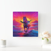 Stunning Artwork of Horse at Sunset スクエア壁時計 (ホーム)