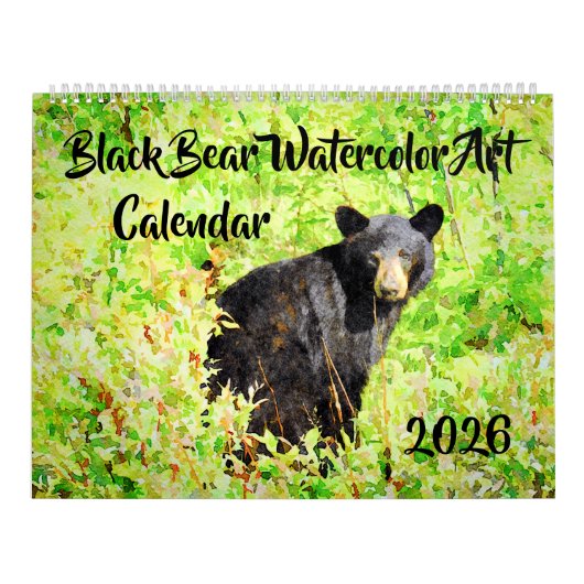 Stunning Bear Wildlife Watercolor Paintings Art Ca カレンダー (カバー)