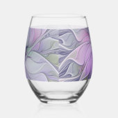 Stunning Beauty Modern Abstract Fractal Art Flower ステムなしワイングラス (左)